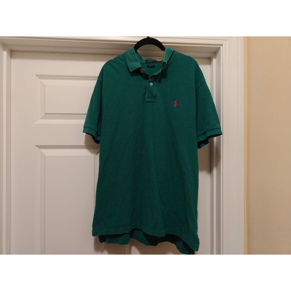 Polo Ralph Lauren Mens XL Classic Fit Green Pique Short Sleeve Polo Shirt Pony